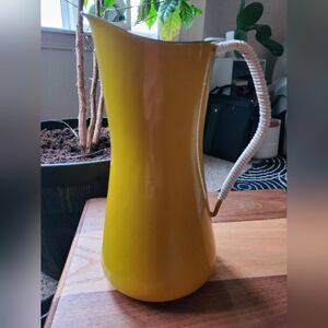 Dansk Yellow Water Pitcher with White Handle